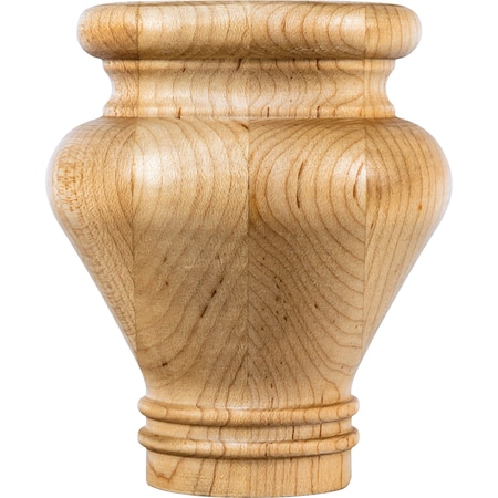 Hardware Resources 3-1/2" Wx3-1/2"Dx4"H Rubberwood Turned Bun Foot BF42RW